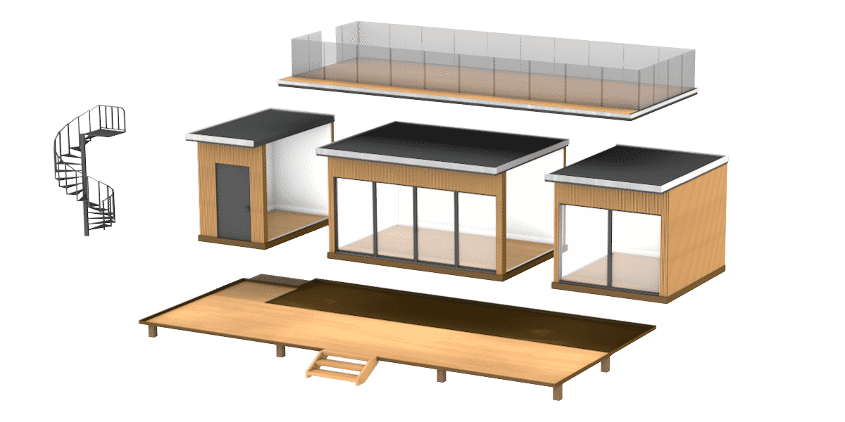 Blown out diagram of a garden room